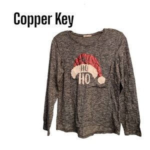Copper Key Girls Holiday long sleeve Marled Top L